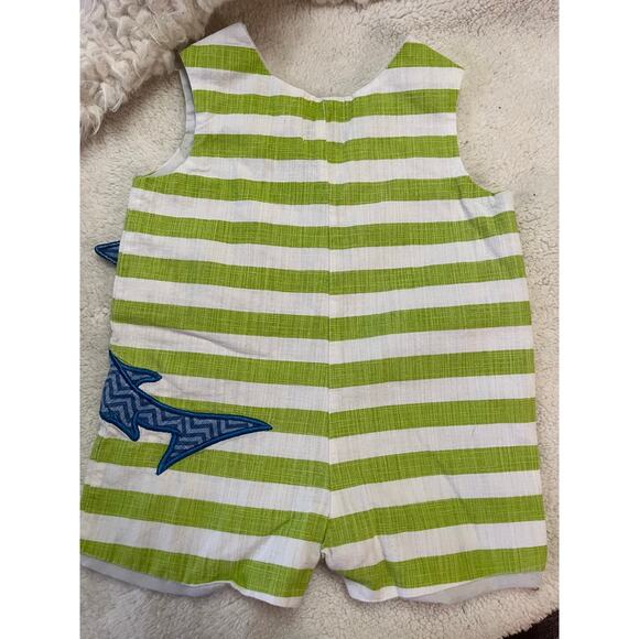 Mudpie Stiped Shark Romper 0-6 mo - Picture 4 of 4